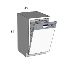 Beépíthető magasfényű mosogatógép tartozék 45 cm Kezelő konzolos