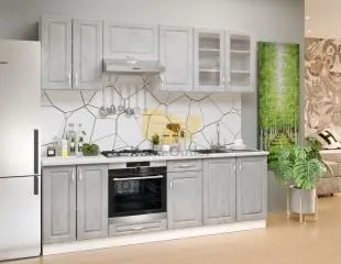 Athén Mdf Világos beton - Fehér konyhabútor 240 cm
