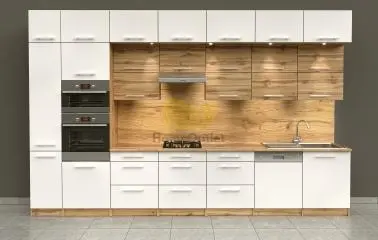 Dubay fehér - tölgy konyhabútor 400 cm-magasítással