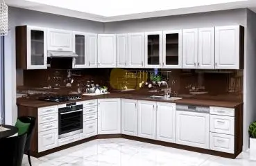 Otthon Elite Wenge - Fehér MDF Sarok Konyhabútor 230 x 310 cm