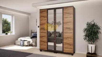 Avalon Sötét Kávé-Barok Tölgy-Sötét Kávé Gardrób 160 cm