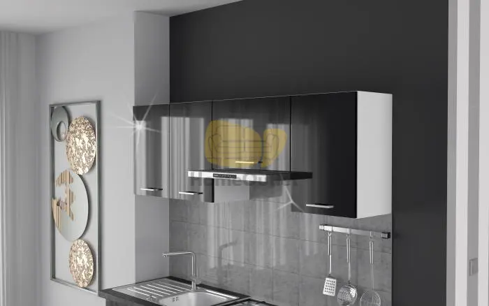 Kála Magasfényű Fekete konyhabútor 170 cm