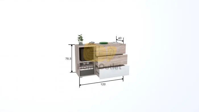 Carson Iszap tölgy - Ében tölgy Komód 120 cm