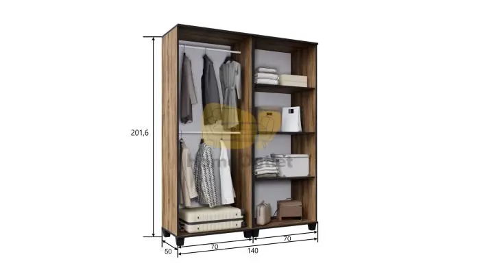 Avalon Barokk tölgy-Sötét kávé-Barok tölgy Gardrób 140 cm