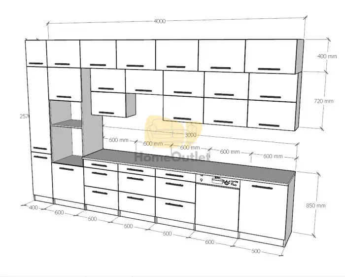 Dubay fehér - tölgy konyhabútor 400 cm-magasítással