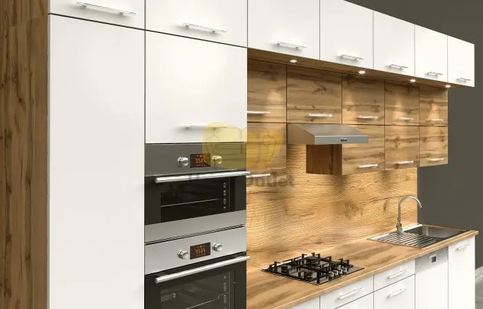 Dubay fehér - tölgy konyhabútor 400 cm-magasítással