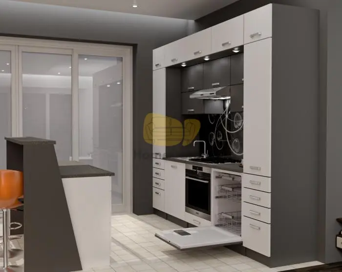 Maldív Antracit-Fehér Konyhabútor 260 cm