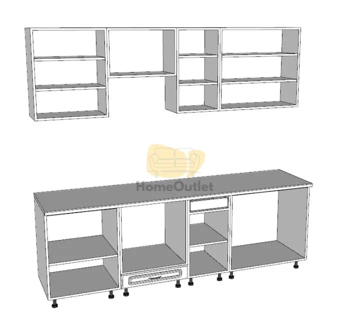 Athén Mdf Sötét beton - Fehér konyhabútor 240 cm