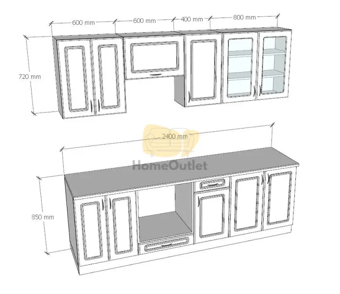 Athén Mdf Sötét beton - Fehér konyhabútor 240 cm