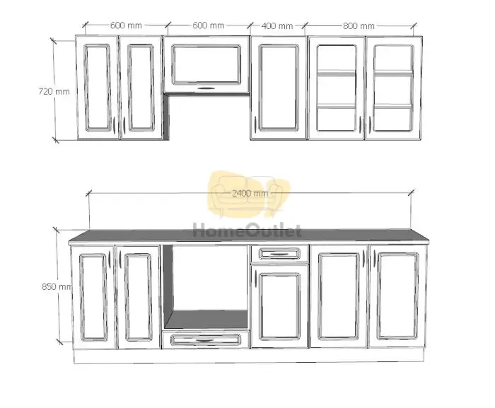 Athén Mdf Akác konyhabútor 240 cm