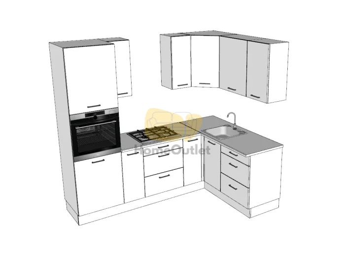 Montana Szürke-Fehér Sarok konyhabútor 240 x 160 cm