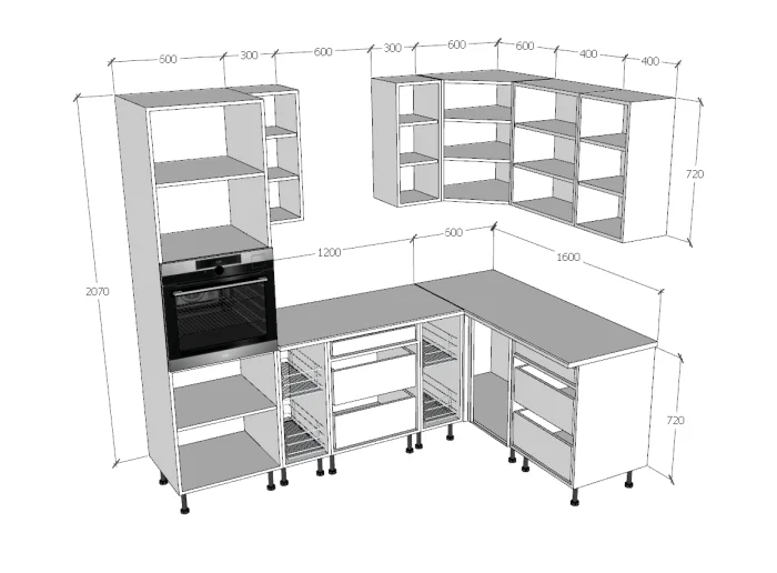 Montana Fehér-Szürke Sarok konyhabútor 240 x 160 cm