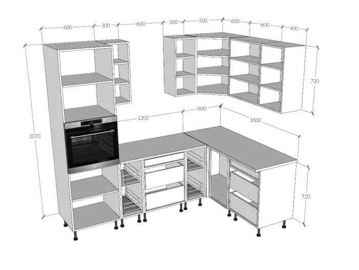 Montana Fehér-Szürke Sarok konyhabútor 240 x 160 cm