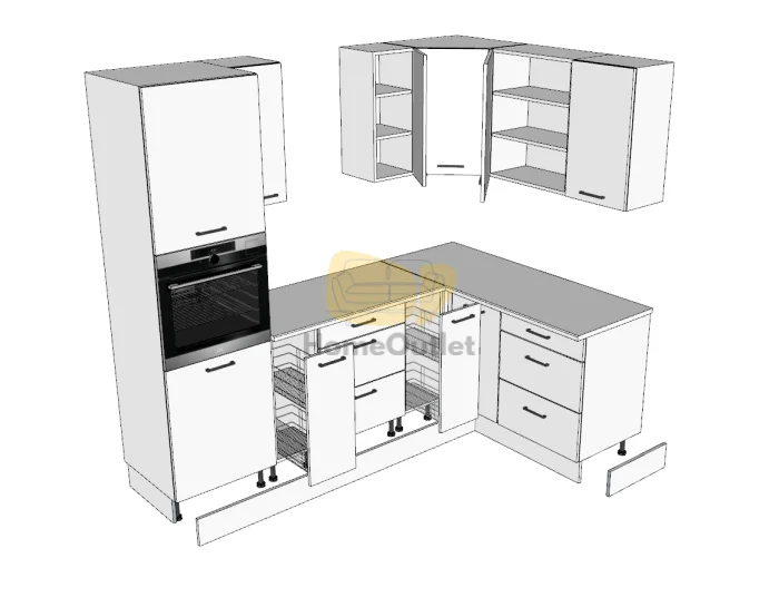Montana Szürke Sarok konyhabútor 240 x 160 cm