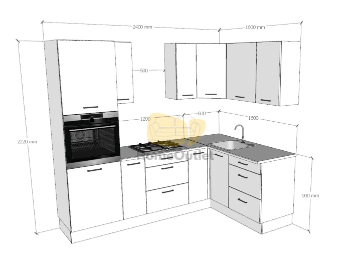 Montana Szürke Sarok konyhabútor 240 x 160 cm