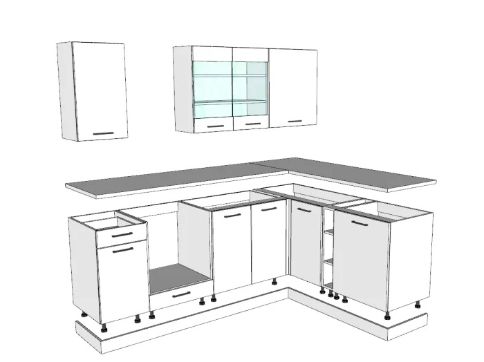 Debra Antracit - Tölgy Sarok Konyhabútor 240 x 175 cm