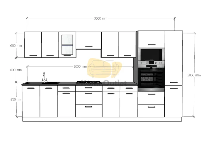 Lima Tölgy Kék konyhabútor 360 cm