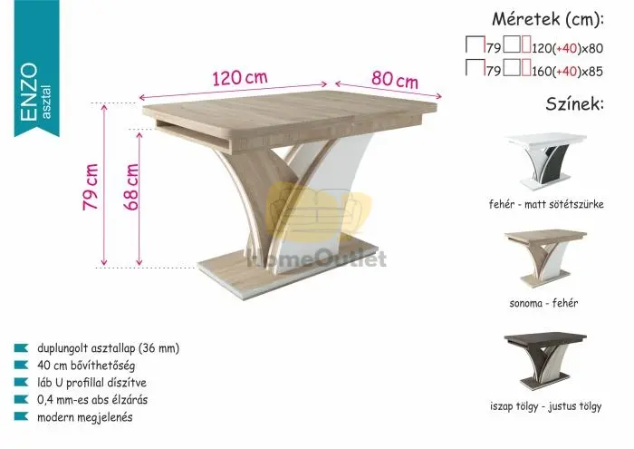 Enzo asztal iszap tölgy - justus tölgy
