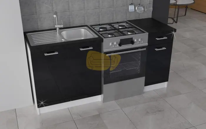 Kála Magasfényű Fekete konyhabútor 170 cm