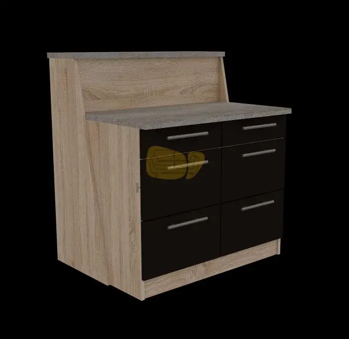 Atlasz sonoma fekete konyhasziget 124 cm