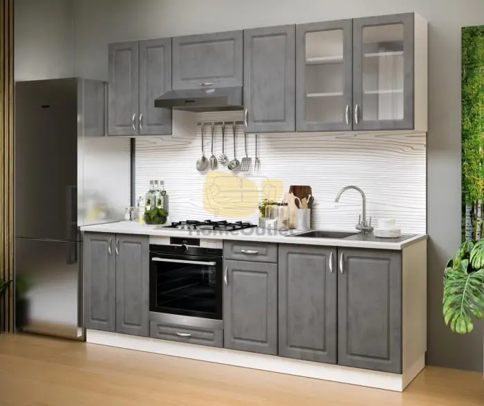Athén Mdf Sötét beton - Fehér konyhabútor 240 cm