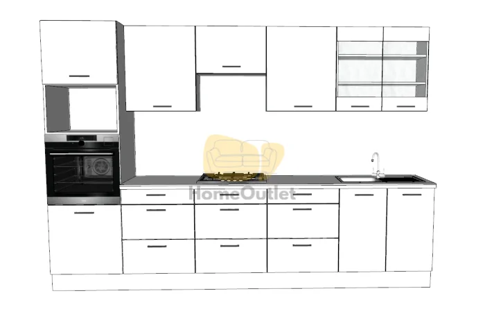  Ariana Mogyoró - Fehér konyhabútor 320 cm
