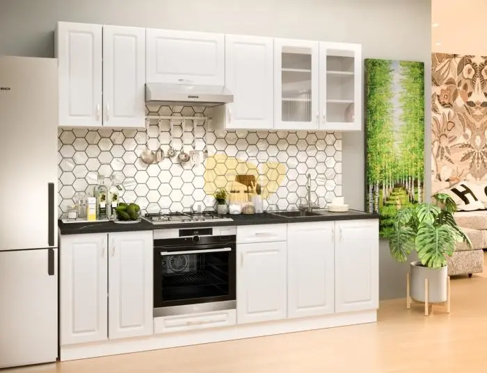 Athén Mdf Fehér konyhabútor 240 cm