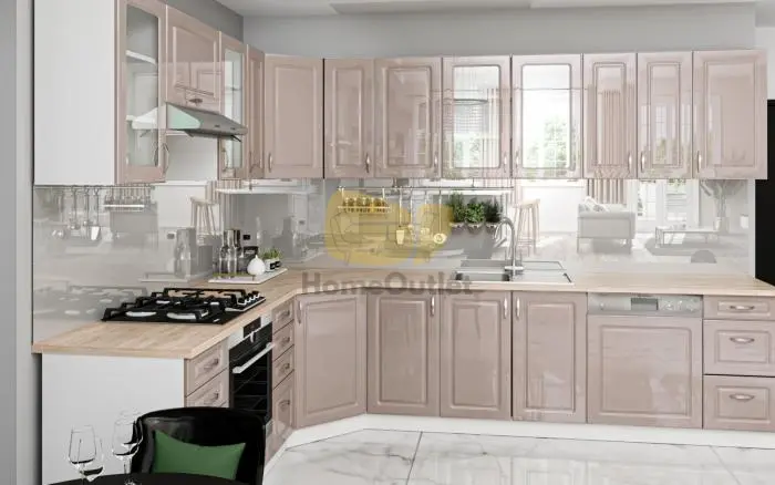 Otthon Elite Mdf Magasfényű Cappuchino sarok konyhabútor 230 cm x 310 cm