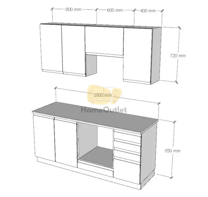 Italy Mdf Ultra kék konyhabútor 180 cm