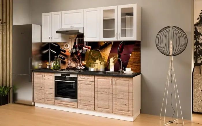 Athén Mdf Tölgy - Fehér konyhabútor 240 cm