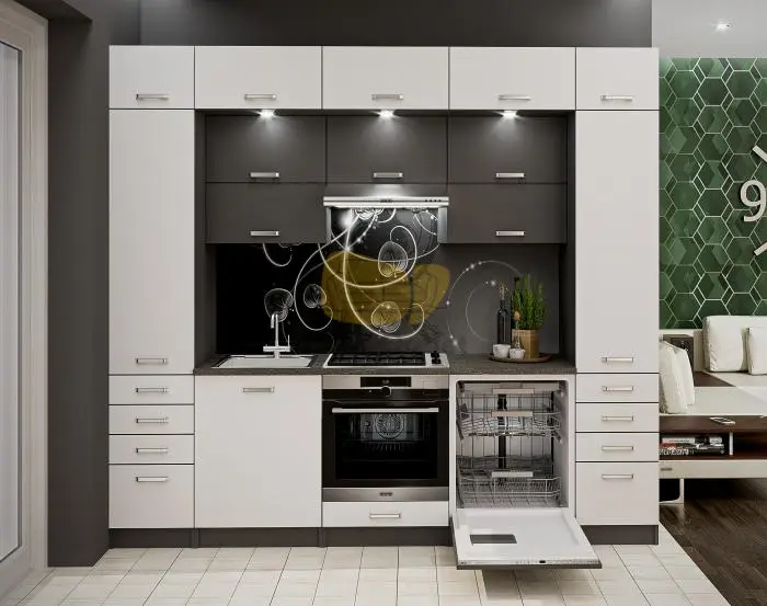 Maldív Antracit-Fehér Konyhabútor 260 cm