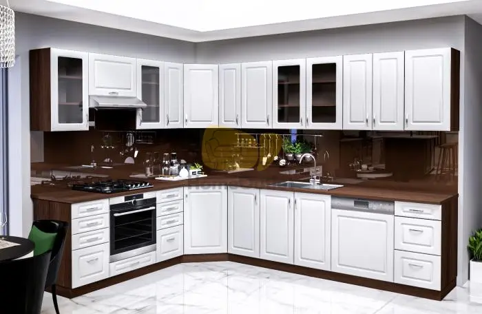 Otthon Elite Wenge - Fehér MDF Sarok Konyhabútor 230 x 310 cm