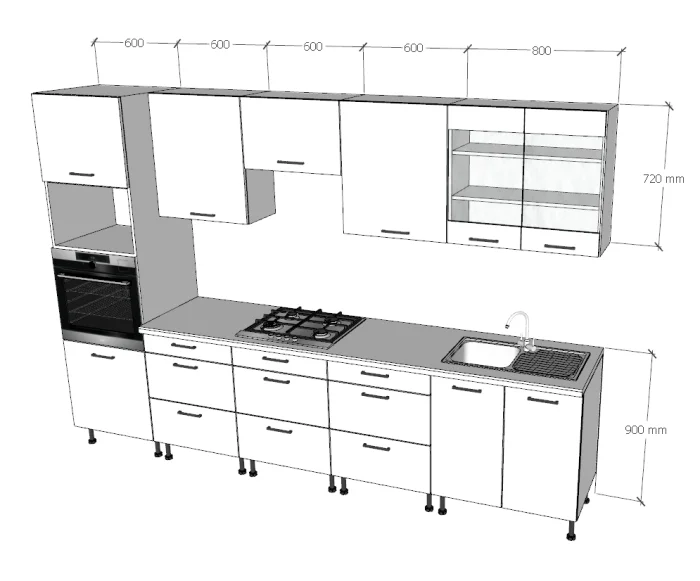  Ariana Mogyoró - Fehér konyhabútor 320 cm