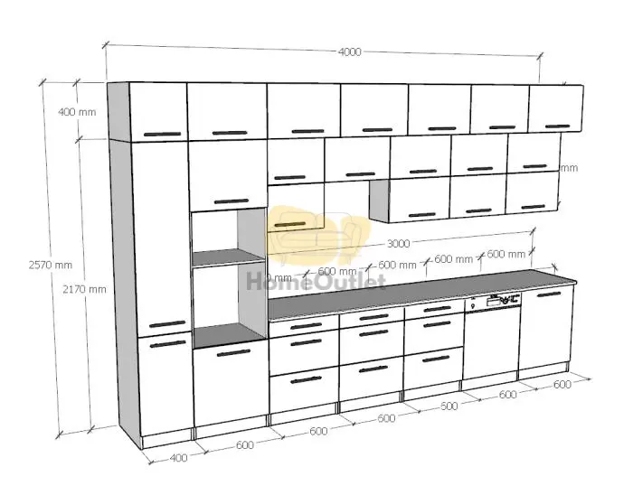 Dubay fehér - tölgy konyhabútor 400 cm-magasítással