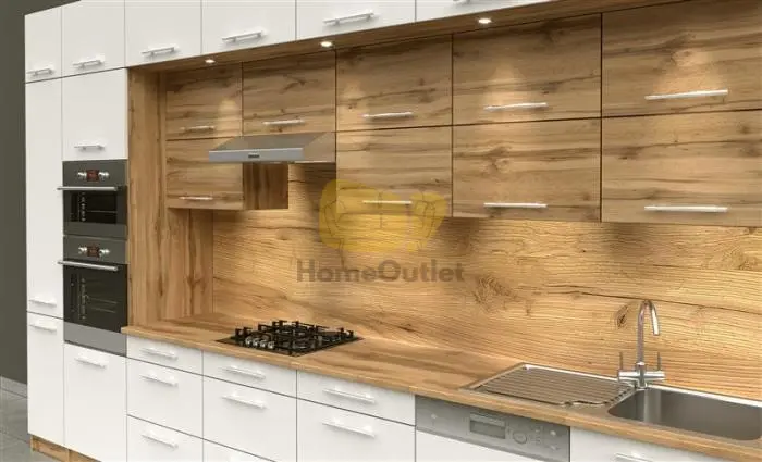 Dubay fehér - tölgy konyhabútor 400 cm-magasítással